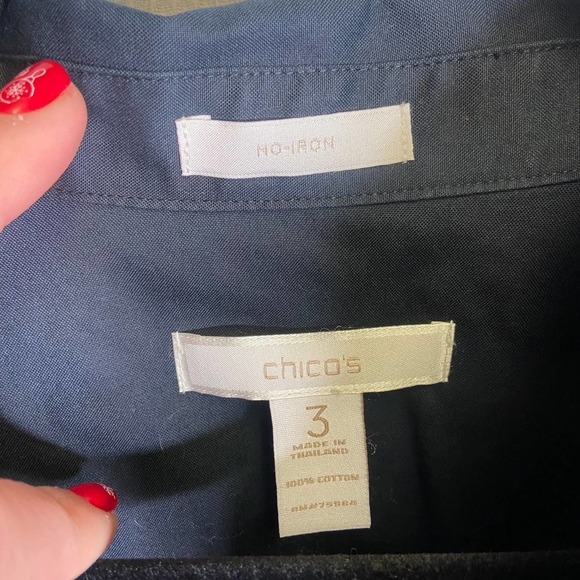 Chicos | Black Button Down No Iron Top 3 - Picture 8 of 9